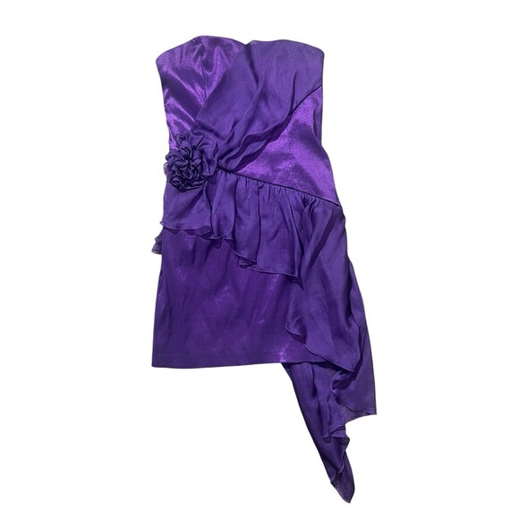 vtg jessica mcclintock Purple Dress Runched Strapless Short Retro Party Sz 6 - Picture 1 of 15